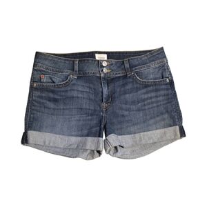 Hudson Ruby Mid Thigh Jean Shorts Dark Blue Cuffed Denim Size 32
